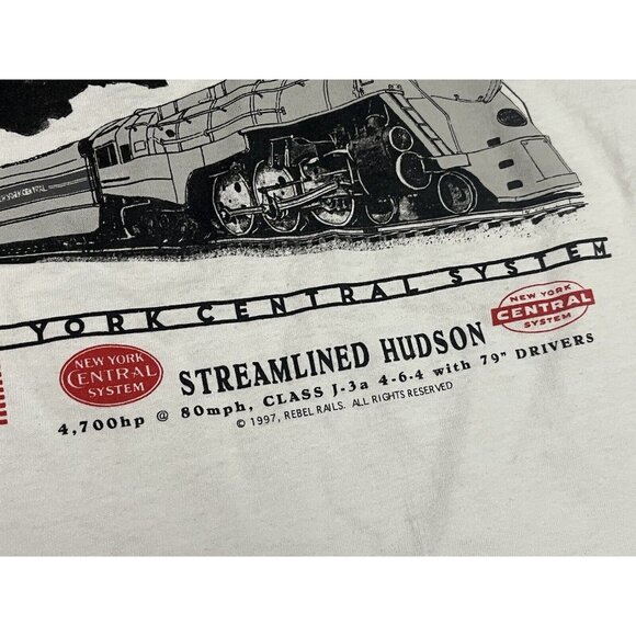 VTG T Shirt New York Central System Streamlined Hudson XL Train Railroad Engine - Picture 4 of 7